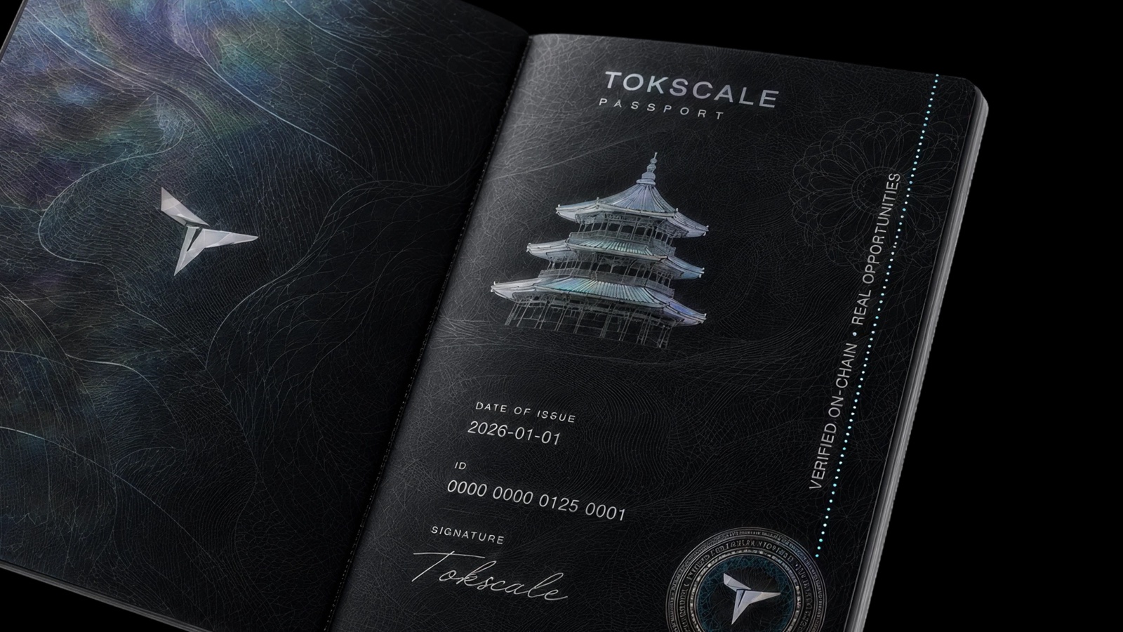 Tokscale Builder Passport with holographic emblem